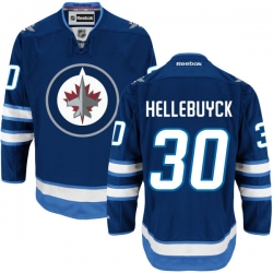 Connor Hellebuyck Youth Reebok Winnipeg Jets Premier Navy Blue Home Jersey