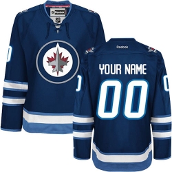 Reebok Winnipeg Jets Customized Premier Navy Blue Home NHL Jersey