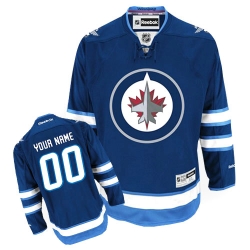 Youth Reebok Winnipeg Jets Customized Authentic Navy Blue Home NHL Jersey
