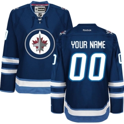 Women's Reebok Winnipeg Jets Customized Premier Navy Blue Home NHL Jersey