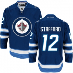 Drew Stafford Reebok Winnipeg Jets Authentic Navy Blue Home NHL Jersey