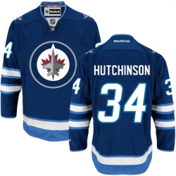 Michael Hutchinson Reebok Winnipeg Jets Authentic Navy Blue Home Jersey