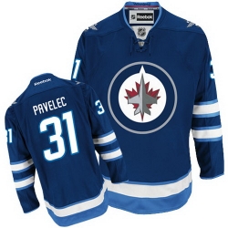 Ondrej Pavelec Reebok Winnipeg Jets Authentic Navy Blue Home NHL Jersey