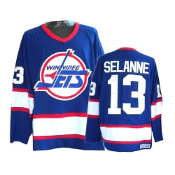 Teemu Selanne CCM Winnipeg Jets Authentic Blue Throwback NHL Jersey