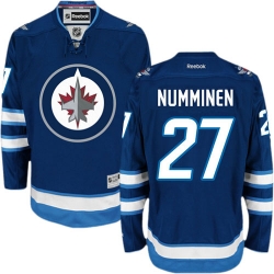 Teppo Numminen Reebok Winnipeg Jets Authentic Navy Blue Home NHL Jersey