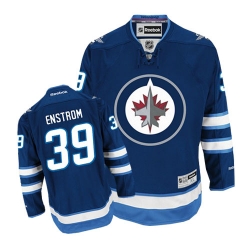 Tobias Enstrom Reebok Winnipeg Jets Authentic Navy Blue Home NHL Jersey