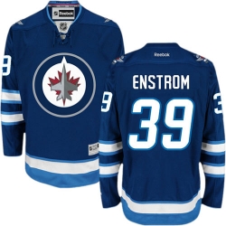 Toby Enstrom Reebok Winnipeg Jets Authentic Navy Blue Home NHL Jersey