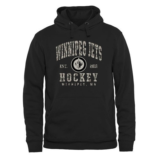 NHL Winnipeg Jets Black Camo Stack Pullover Hoodie