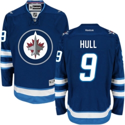 Bobby Hull Reebok Winnipeg Jets Premier Navy Blue Home NHL Jersey