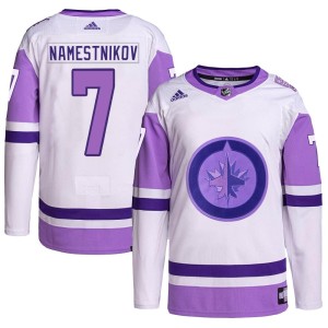 Vladislav Namestnikov Men's Adidas Winnipeg Jets Authentic White/Purple Hockey Fights Cancer Primegreen Jersey