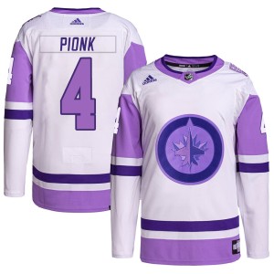 Neal Pionk Men's Adidas Winnipeg Jets Authentic White/Purple Hockey Fights Cancer Primegreen Jersey
