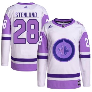 Kevin Stenlund Men's Adidas Winnipeg Jets Authentic White/Purple Hockey Fights Cancer Primegreen Jersey