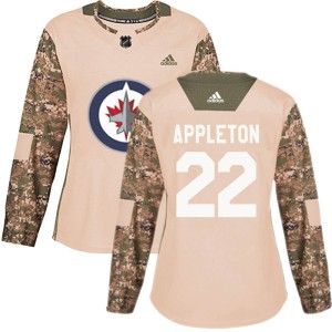 Mason Appleton Women's Adidas Winnipeg Jets Authentic Camo Veterans Day Practice Jersey
