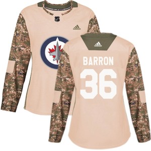 Morgan Barron Women's Adidas Winnipeg Jets Authentic Camo Veterans Day Practice Jersey