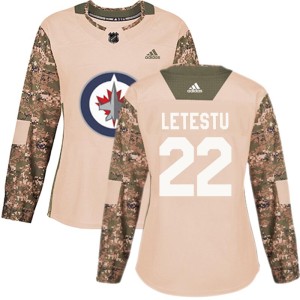 Mark Letestu Women's Adidas Winnipeg Jets Authentic Camo Veterans Day Practice Jersey