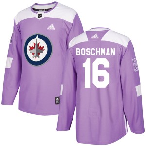 Laurie Boschman Men's Adidas Winnipeg Jets Authentic Purple Fights Cancer Practice Jersey