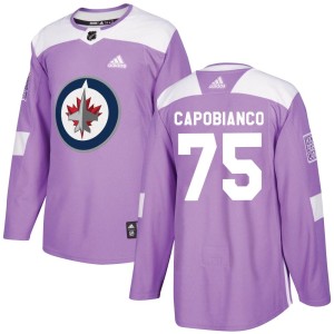 Kyle Capobianco Men's Adidas Winnipeg Jets Authentic Purple Fights Cancer Practice Jersey
