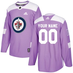 Custom Men's Adidas Winnipeg Jets Authentic Purple Custom Fights Cancer Practice Jersey