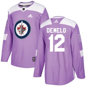 Dylan DeMelo Men's Adidas Winnipeg Jets Authentic Purple ized Fights Cancer Practice Jersey