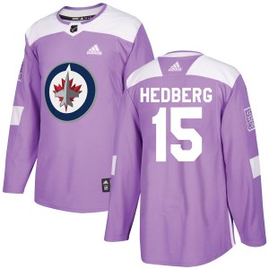 Anders Hedberg Men's Adidas Winnipeg Jets Authentic Purple Fights Cancer Practice Jersey