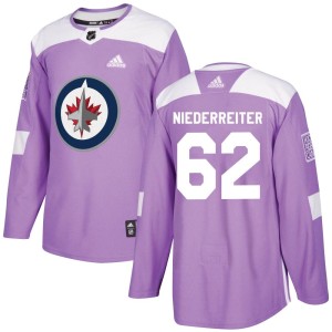 Nino Niederreiter Men's Adidas Winnipeg Jets Authentic Purple Fights Cancer Practice Jersey
