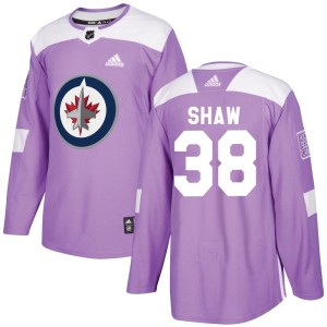 Logan Shaw Men's Adidas Winnipeg Jets Authentic Purple Fights Cancer Practice Jersey
