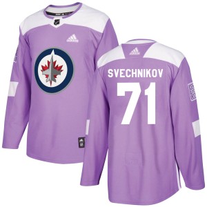 Evgeny Svechnikov Men's Adidas Winnipeg Jets Authentic Purple Fights Cancer Practice Jersey