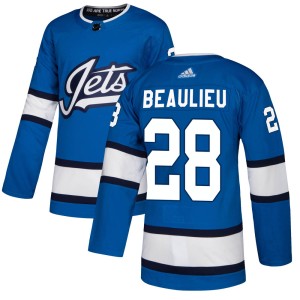 Nathan Beaulieu Men's Adidas Winnipeg Jets Authentic Blue Alternate Jersey