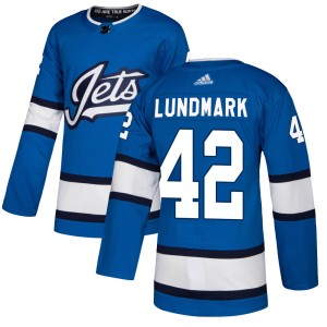 Simon Lundmark Men's Adidas Winnipeg Jets Authentic Blue Alternate Jersey