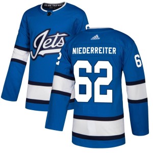 Nino Niederreiter Men's Adidas Winnipeg Jets Authentic Blue Alternate Jersey