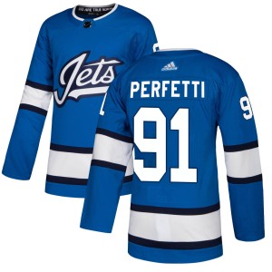 Cole Perfetti Men's Adidas Winnipeg Jets Authentic Blue Alternate Jersey