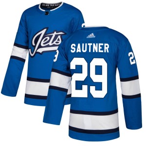 Ashton Sautner Men's Adidas Winnipeg Jets Authentic Blue Alternate Jersey