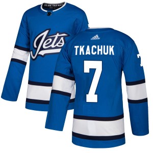 Keith Tkachuk Men's Adidas Winnipeg Jets Authentic Blue Alternate Jersey