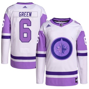 Ted Green Youth Adidas Winnipeg Jets Authentic White/Purple Hockey Fights Cancer Primegreen Jersey