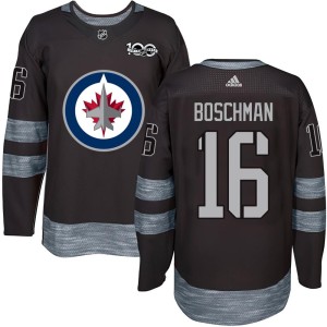 Laurie Boschman Youth Winnipeg Jets Authentic Black 1917-2017 100th Anniversary Jersey