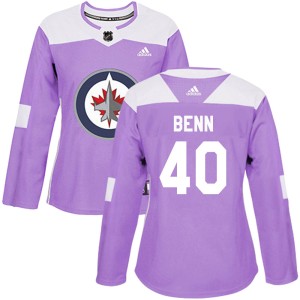 Jordie Benn Women's Adidas Winnipeg Jets Authentic Purple Fights Cancer Practice Jersey