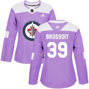 Laurent Brossoit Women's Adidas Winnipeg Jets Authentic Purple Fights Cancer Practice Jersey