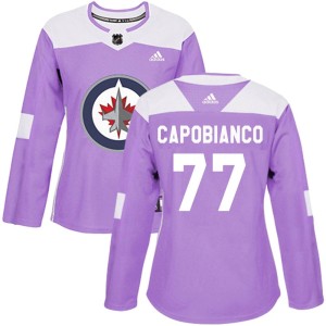 Kyle Capobianco Women's Adidas Winnipeg Jets Authentic Purple Fights Cancer Practice Jersey