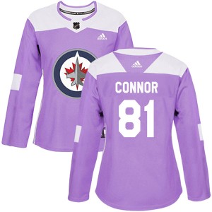 Kyle Connor Women's Adidas Winnipeg Jets Authentic Purple Fights Cancer Practice Jersey
