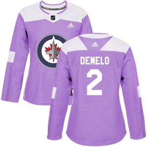 Dylan DeMelo Women's Adidas Winnipeg Jets Authentic Purple Fights Cancer Practice Jersey