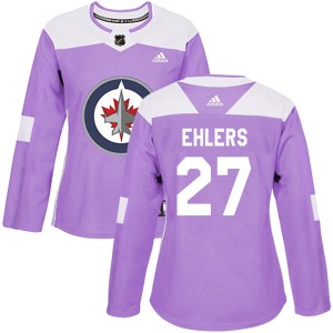 Nikolaj Ehlers Women's Adidas Winnipeg Jets Authentic Purple Fights Cancer Practice Jersey