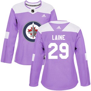 Patrik Laine Women's Adidas Winnipeg Jets Authentic Purple Fights Cancer Practice Jersey