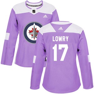 Adam Lowry Women's Adidas Winnipeg Jets Authentic Purple Fights Cancer Practice Jersey