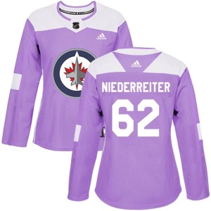 Nino Niederreiter Women's Adidas Winnipeg Jets Authentic Purple Fights Cancer Practice Jersey