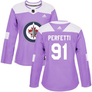 Cole Perfetti Women's Adidas Winnipeg Jets Authentic Purple Fights Cancer Practice Jersey