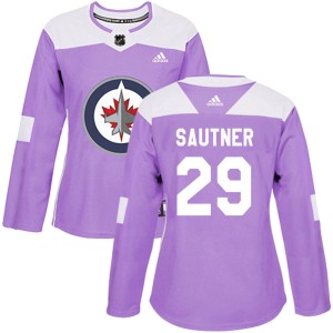 Ashton Sautner Women's Adidas Winnipeg Jets Authentic Purple Fights Cancer Practice Jersey