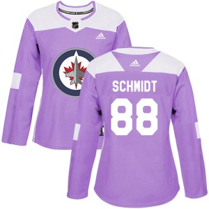 Nate Schmidt Women's Adidas Winnipeg Jets Authentic Purple Fights Cancer Practice Jersey