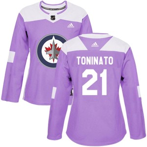 Dominic Toninato Women's Adidas Winnipeg Jets Authentic Purple Fights Cancer Practice Jersey