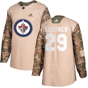 Ashton Sautner Youth Adidas Winnipeg Jets Authentic Camo Veterans Day Practice Jersey