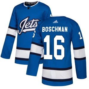 Laurie Boschman Youth Adidas Winnipeg Jets Authentic Blue Alternate Jersey